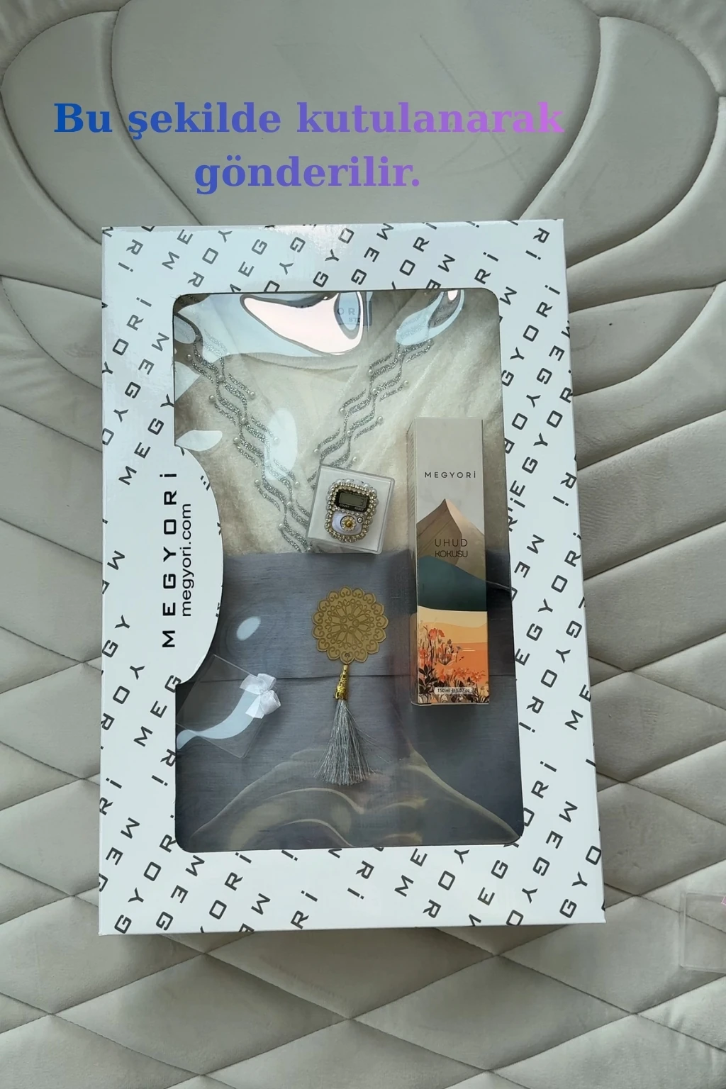 Mihrimah İnci Taşlı  Yandan Bağlamalı  8 Parça Namaz Elbisesi Seti