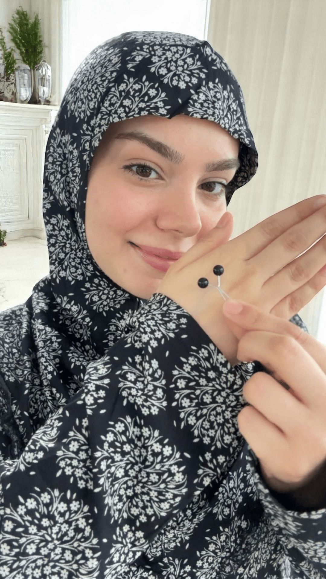 Refah Fermuarlı Hazır Şallı Pamuklu Penye Namaz Elbisesi  - Madalyon Desen