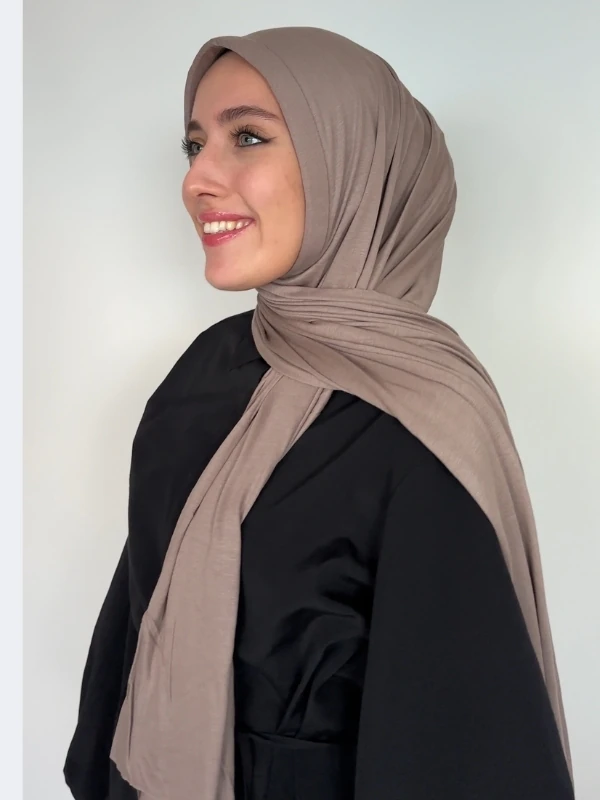 Hazır Pratik Penye  Şal  - Açık Kahve