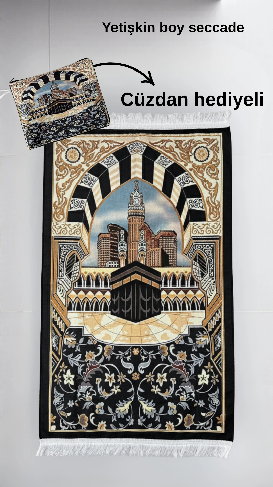 Kabe Kapısı Yetişkin Boy Seccade Cüzdan Hediyeli - Harem