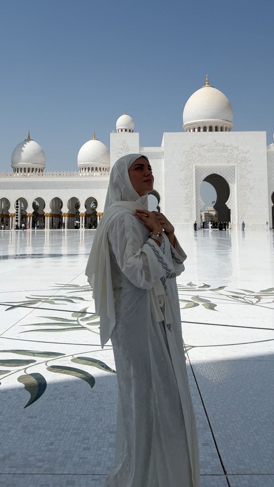 Mihrimah İnci Taşlı Namaz Elbisesi - Yandan Bağlamalı - Beyaz