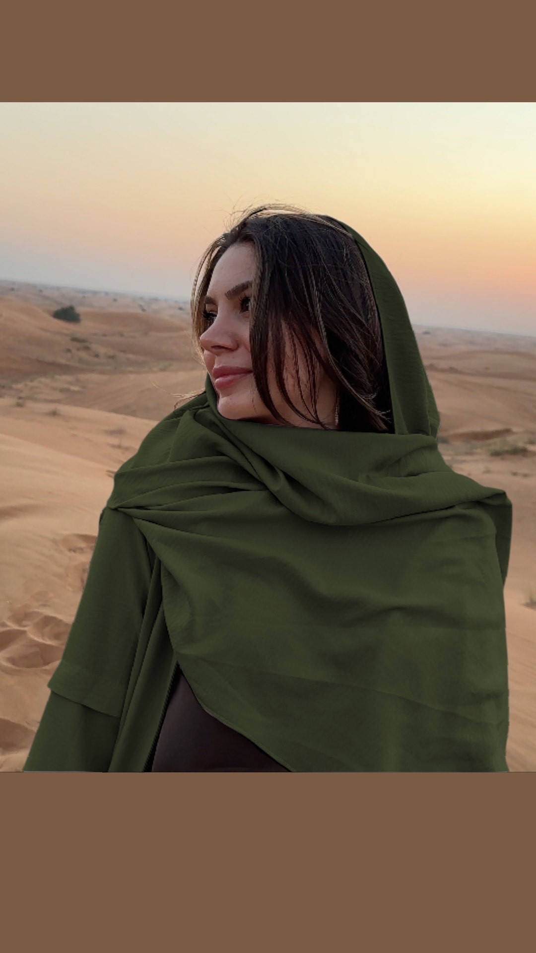 Sahra Fermuarlı Uzun Şallı Pamuk Aerobin Namaz Elbisesi - Haki