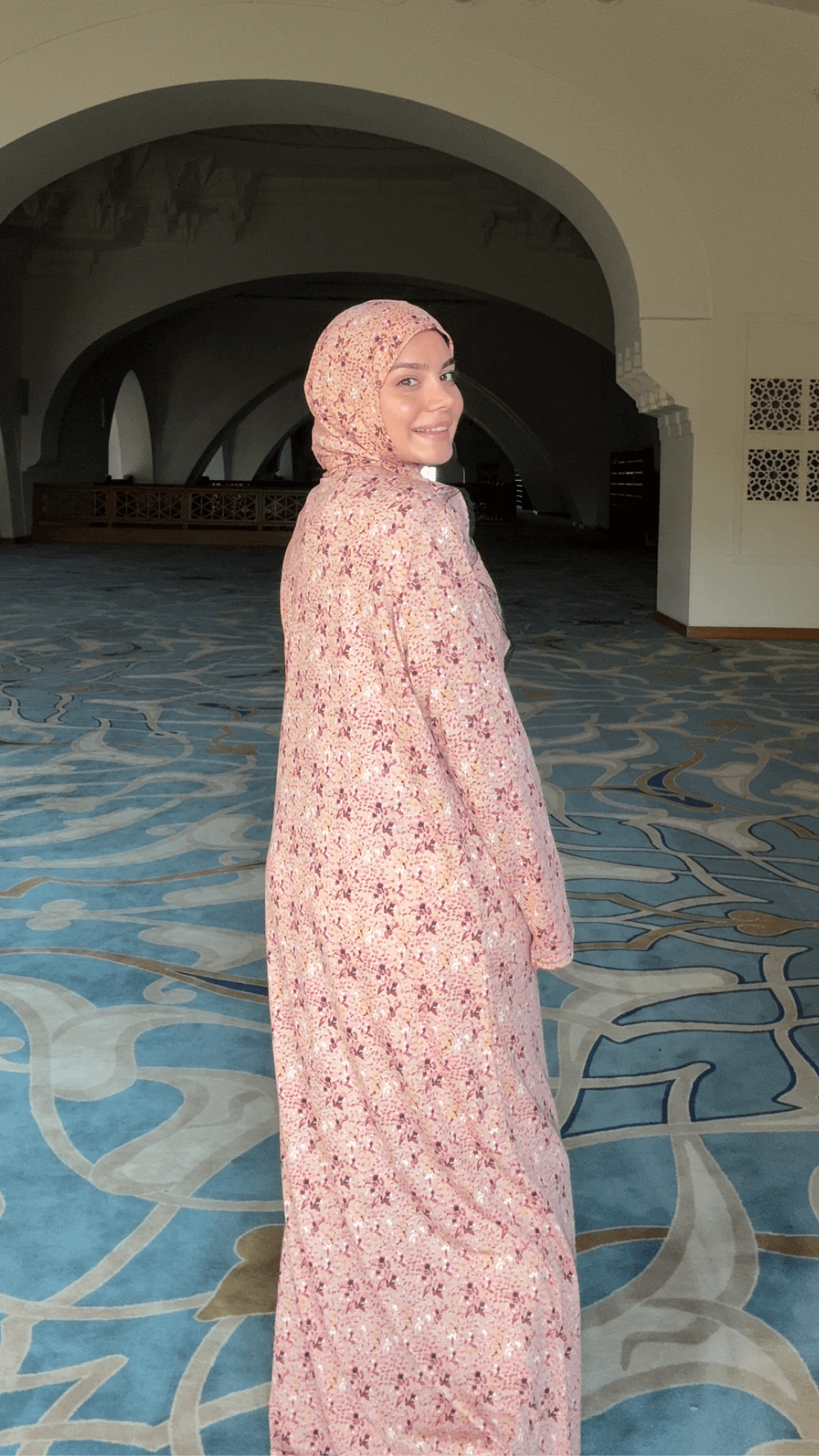 Hira Fermuarlı Hazır Şallı Helen Kumaş Namaz Elbisesi - Zambak