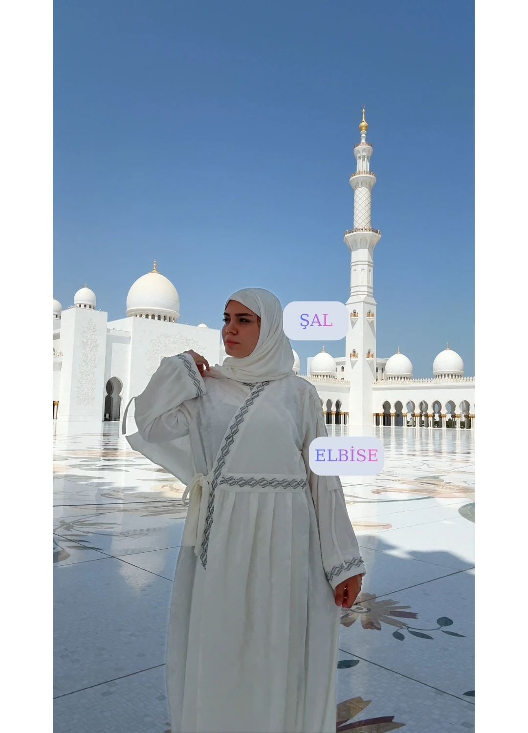 Mihrimah İnci Taşlı  Yandan Bağlamalı  8 Parça Namaz Elbisesi Seti