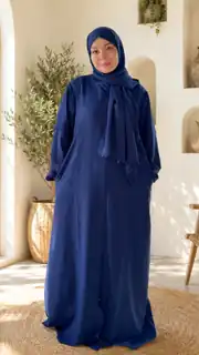 Sahra Fermuarlı Uzun Şallı Pamuk Aerobin Namaz Elbisesi