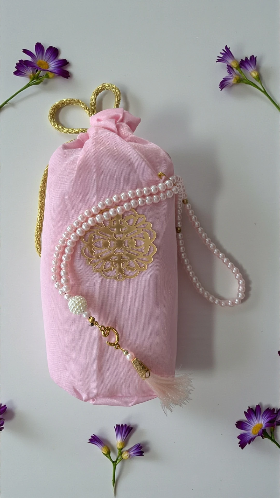 Kese Seccade Tespih Seti  - Pembe