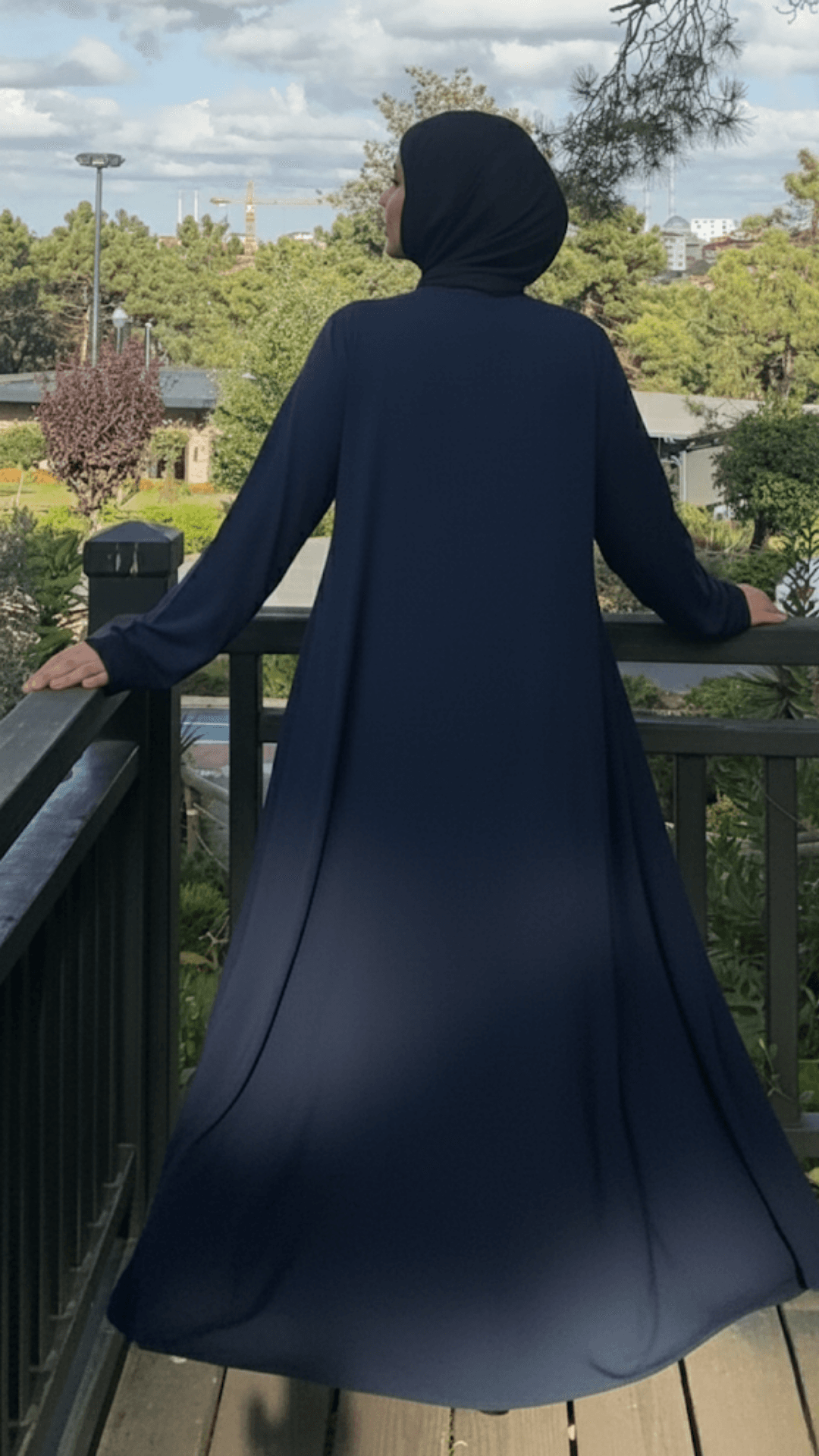 Yandan Bağlamalı Pratik Şallı Penye Namaz Elbisesi - Lacivert
