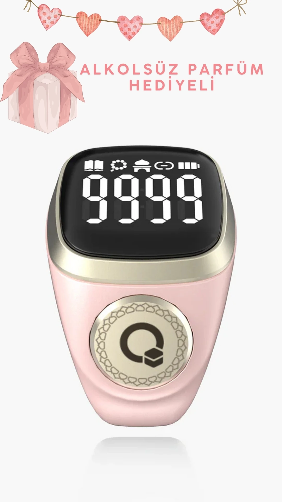 Dijital Zikirmatik Mobil Uygulama Destekli ve Alkolsüz Parfümlü 2'li Set - Pembe