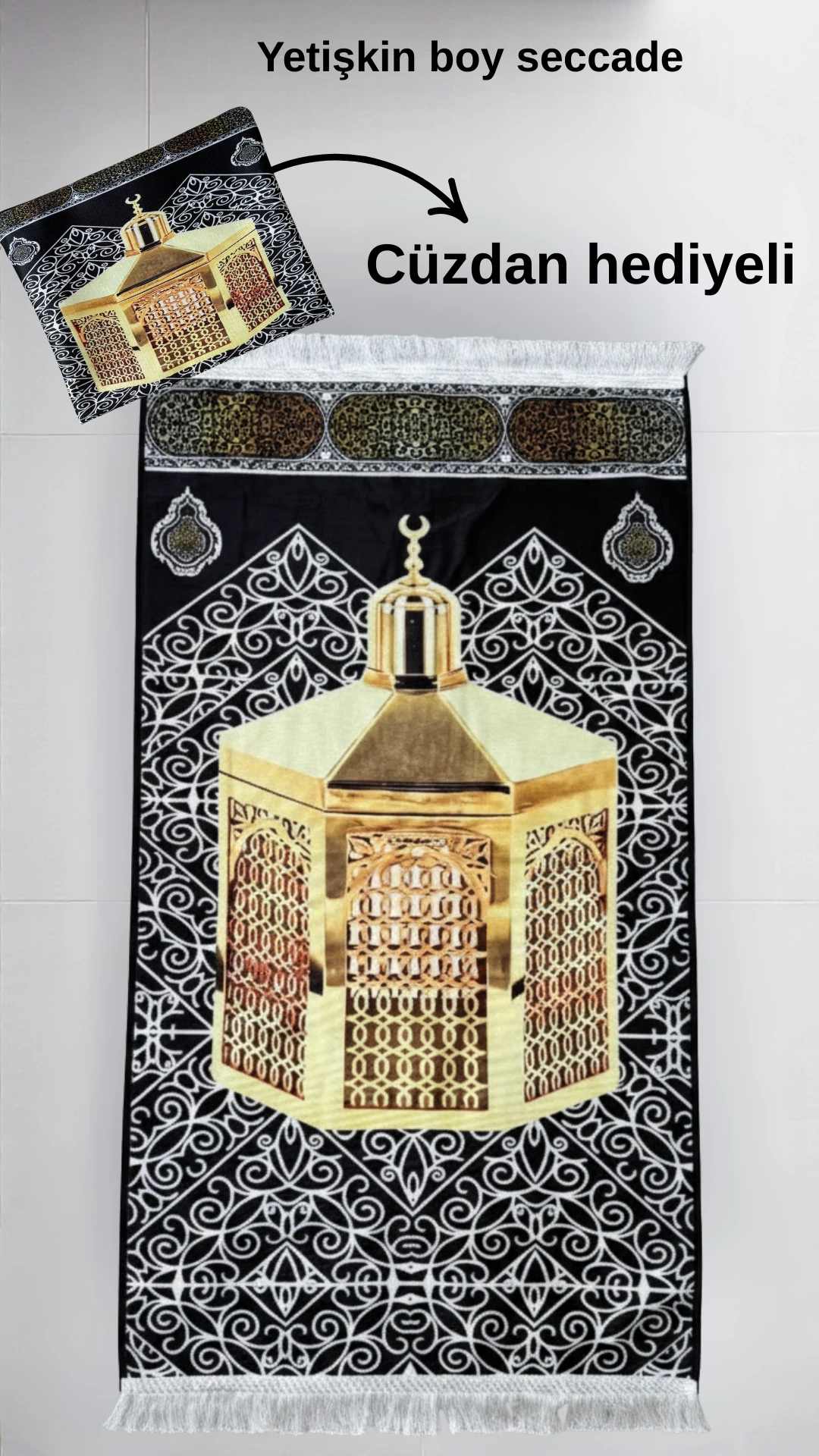 Kabe Kapısı Yetişkin Boy Seccade Cüzdan Hediyeli - Makam-ı İbrahim