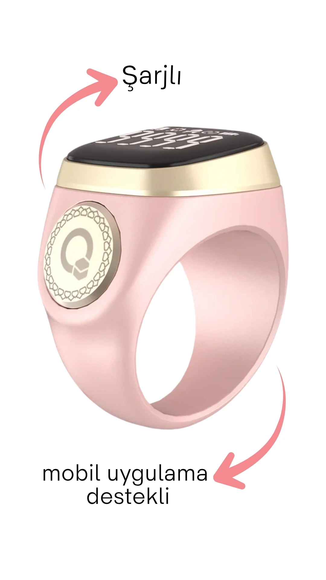 Dijital Zikirmatik Mobil Uygulama Destekli ve Alkolsüz Parfümlü 2'li Set - Pembe