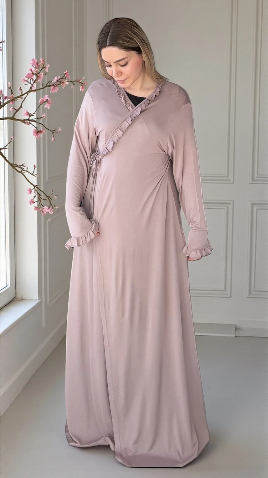 Pamuk Prenses Penye Namaz Elbisesi - Açık kahve