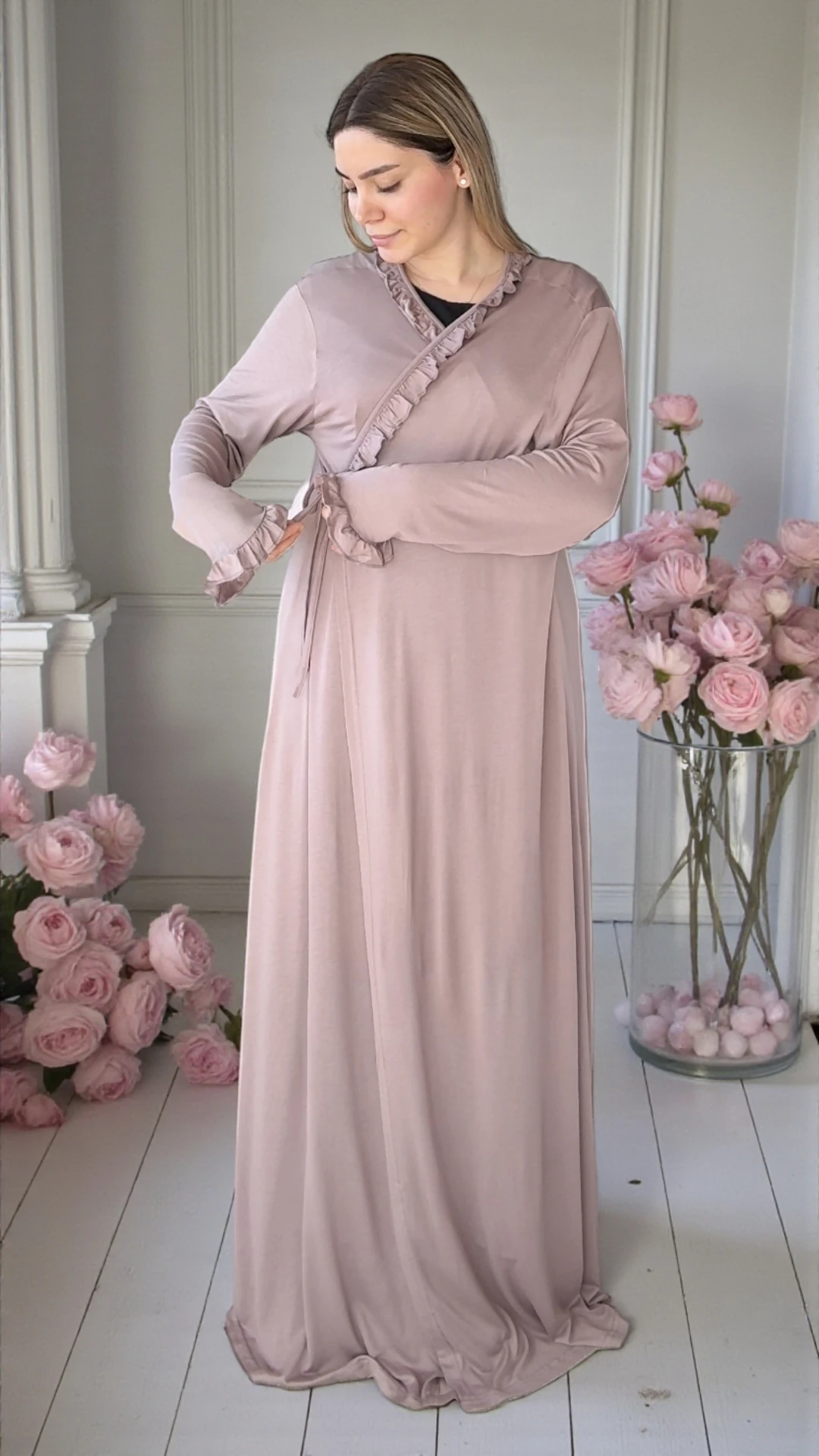 Pamuk Prenses Penye Namaz Elbisesi - Açık kahve