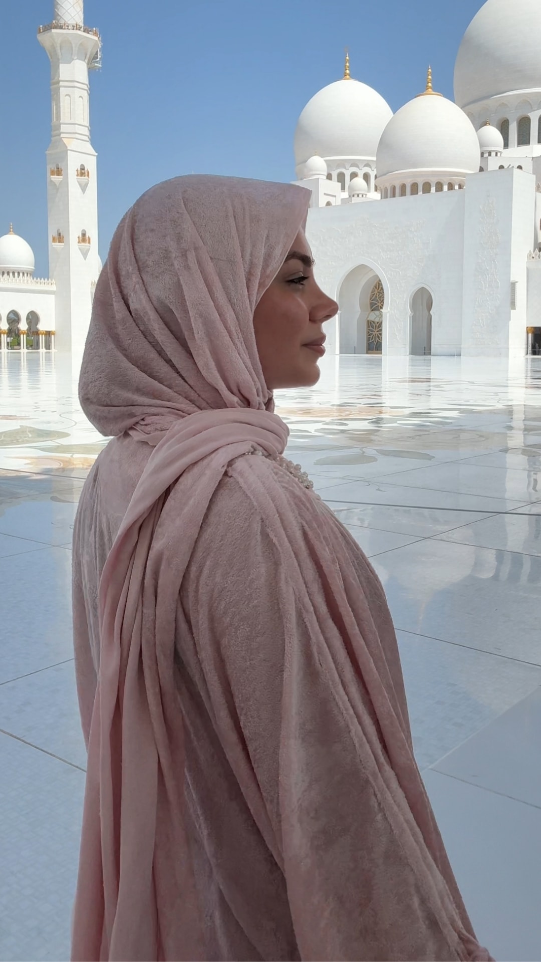 Mihrimah İnci Taşlı Namaz Elbisesi - Robalı - Pudra Pembesi