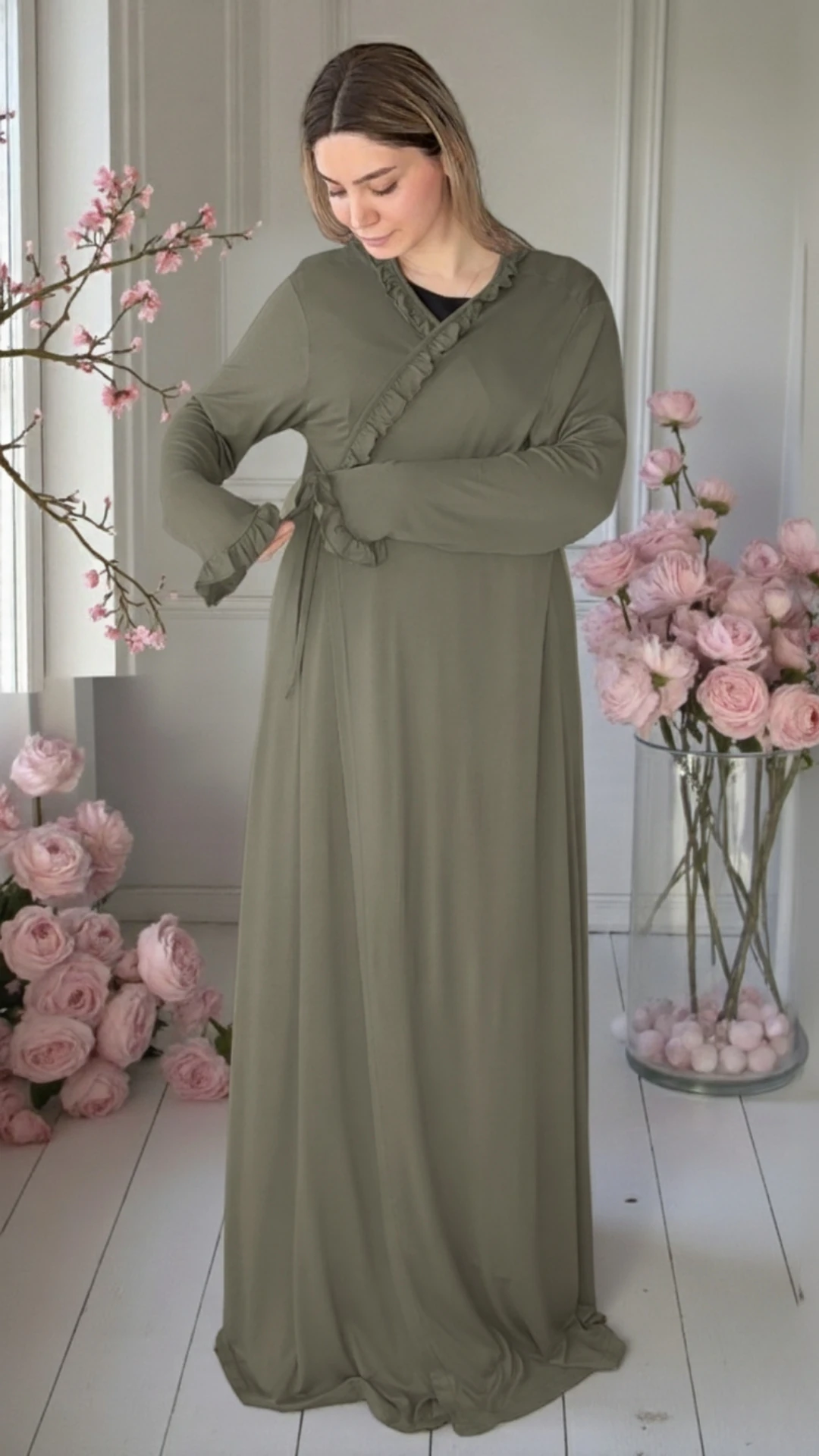 Pamuk Prenses Penye Namaz Elbisesi - Haki