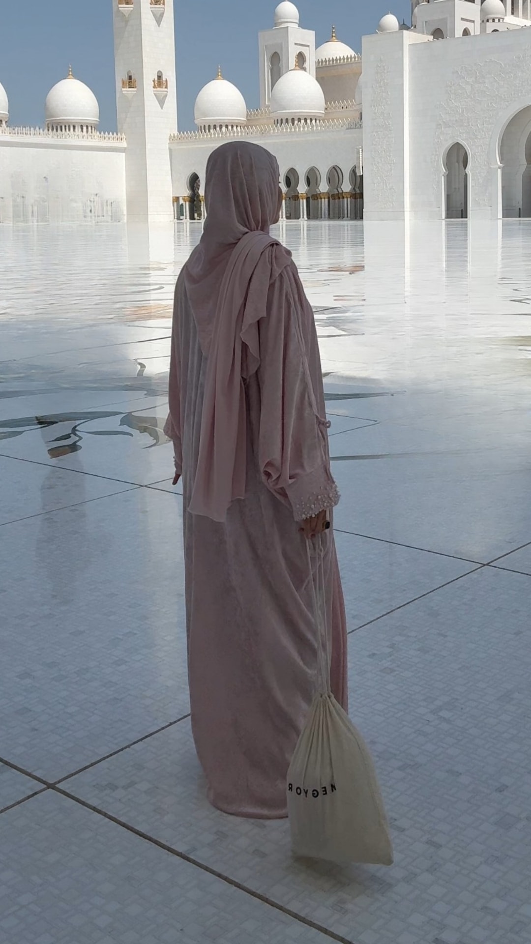 Mihrimah İnci Taşlı Namaz Elbisesi - Robalı - Pudra Pembesi