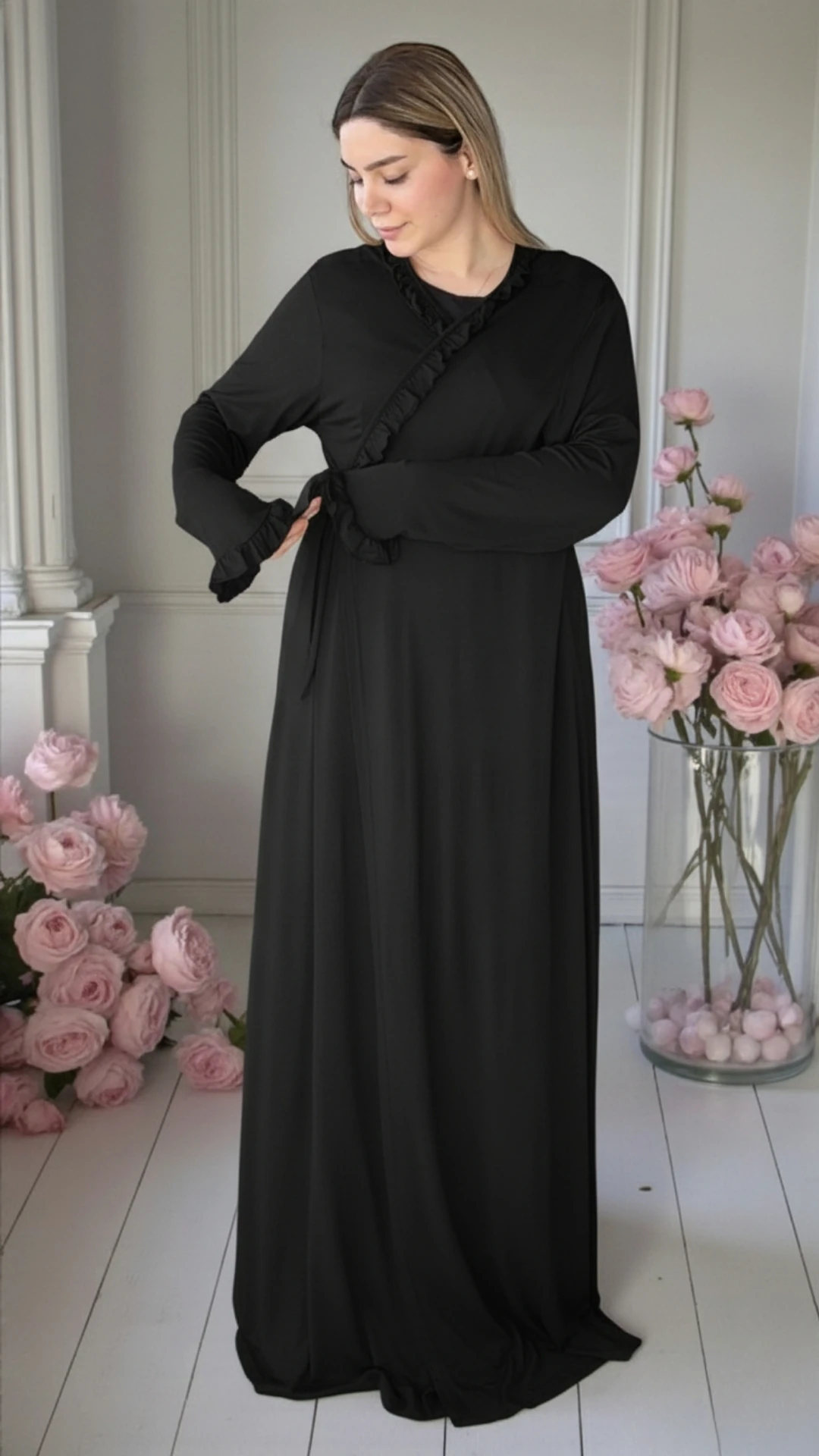 Pamuk Prenses Penye Namaz Elbisesi - Siyah