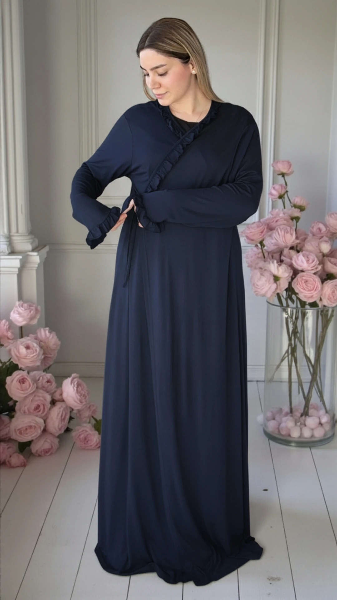 Pamuk Prenses Penye Namaz Elbisesi - Lacivert