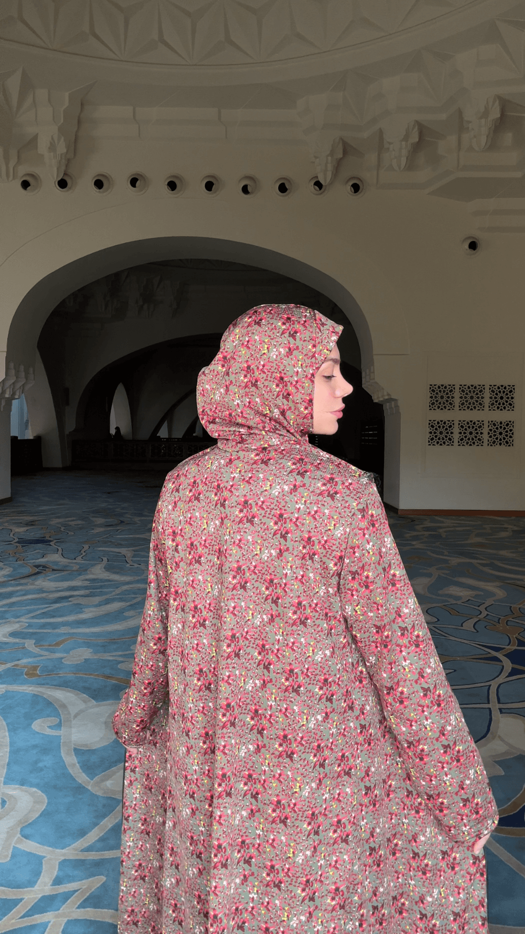 Hira Fermuarlı Hazır Şallı Helen Kumaş Namaz Elbisesi
