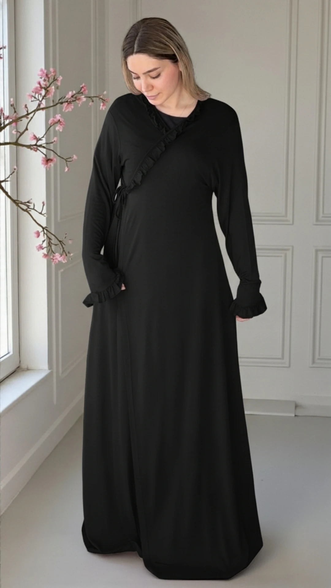 Pamuk Prenses Penye Namaz Elbisesi - Siyah