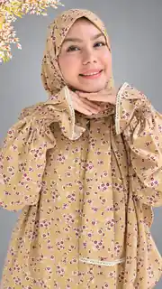 Gülbahar Fermuarlı Hazır Şallı %100 Pamuk Namaz Elbisesi - Manolya