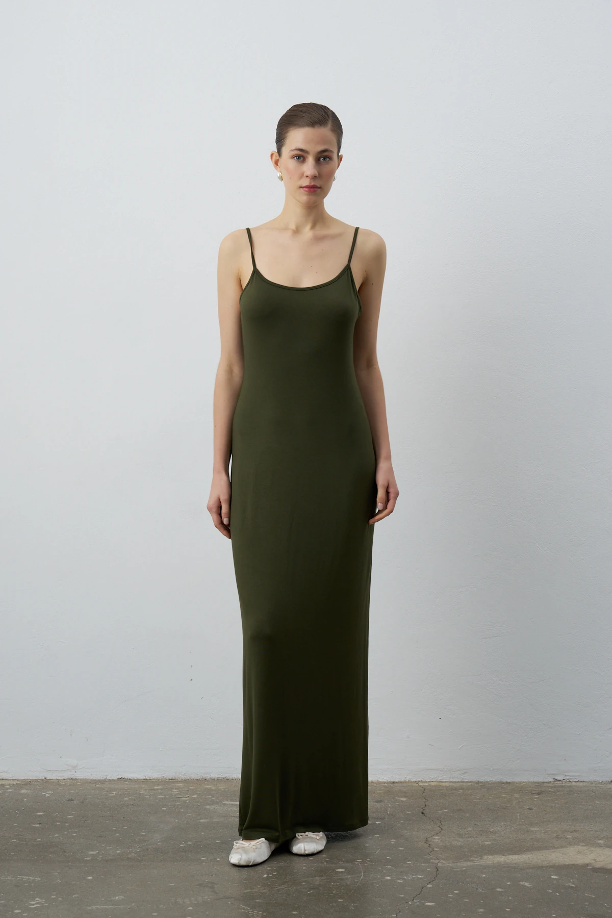 DURU BASİC MİDİ ELBİSE - Haki