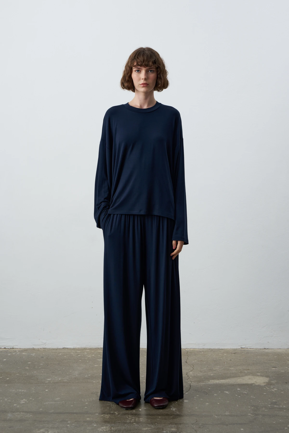 BELLA UZUN KOLLU KISA FORM BLUZ - Lacivert