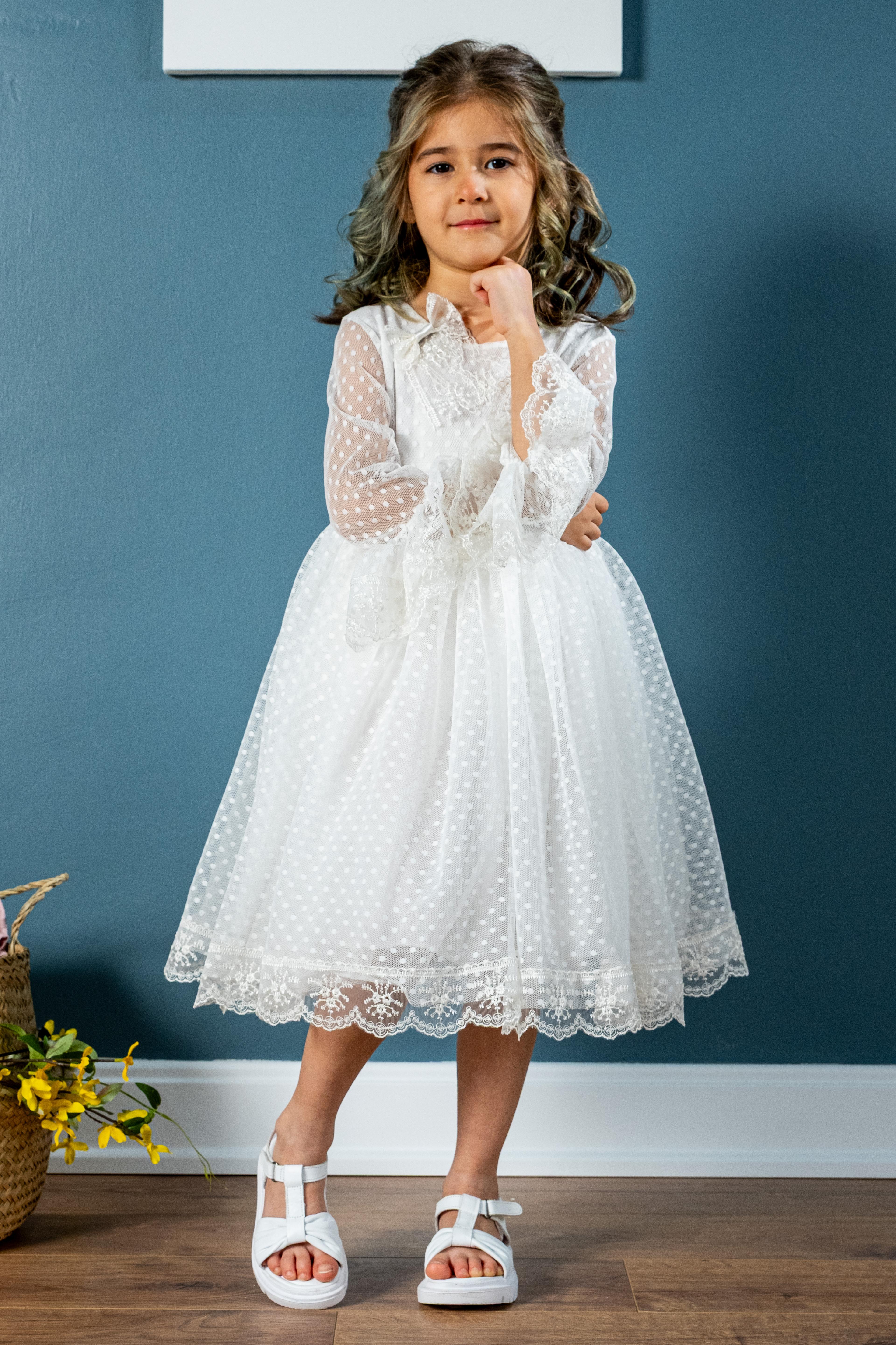 NİNA- KIZ ÇOCUK DANTELLİ ELBİSE-MELEK PRENSES MODEL ELBİSE