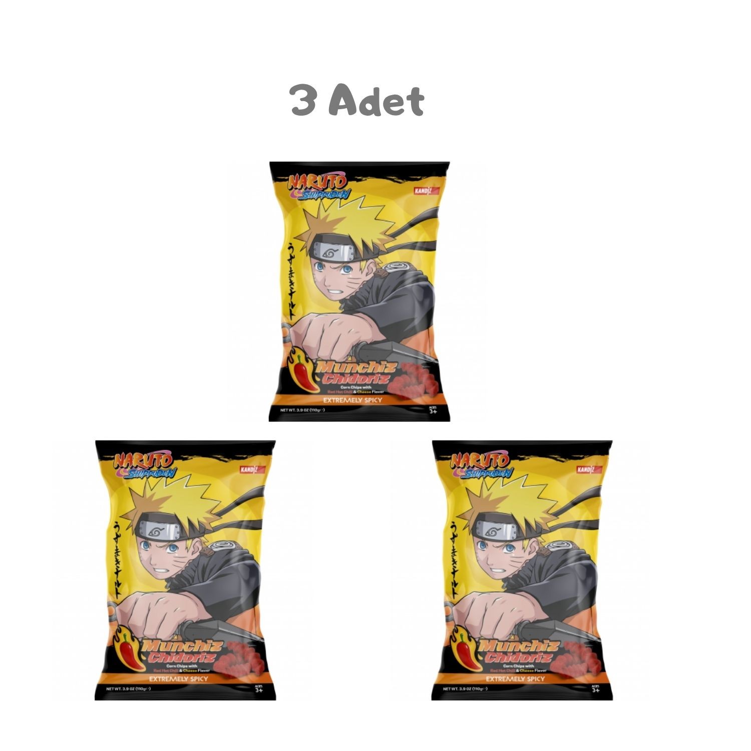 Munchiz Chidoris Extremely Spicy Corn Chips (110 Gr) 3 Adet