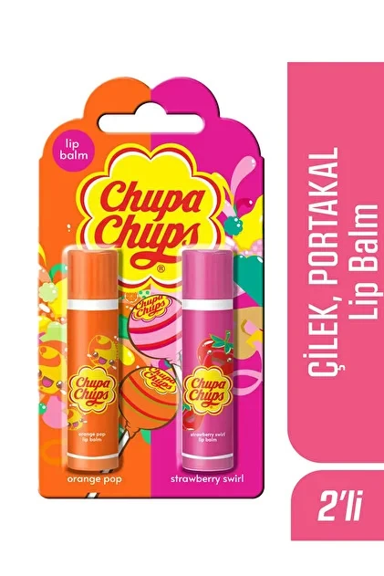 Chupa Chups Lip Balm 2li Çilek ve Portakal 4g