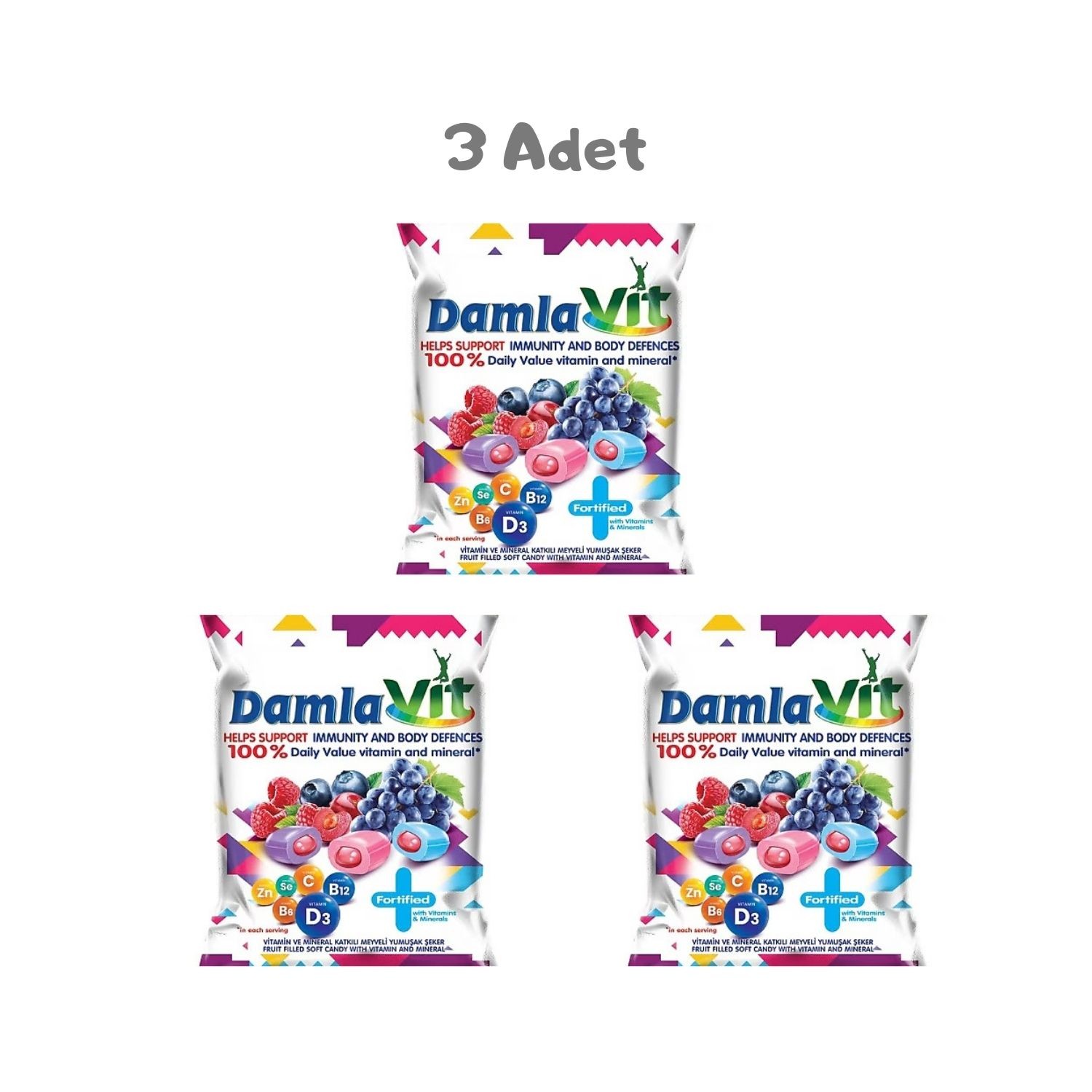 Damla Vit Help Support Karışık Şeker (90 Gr) 3 Adet