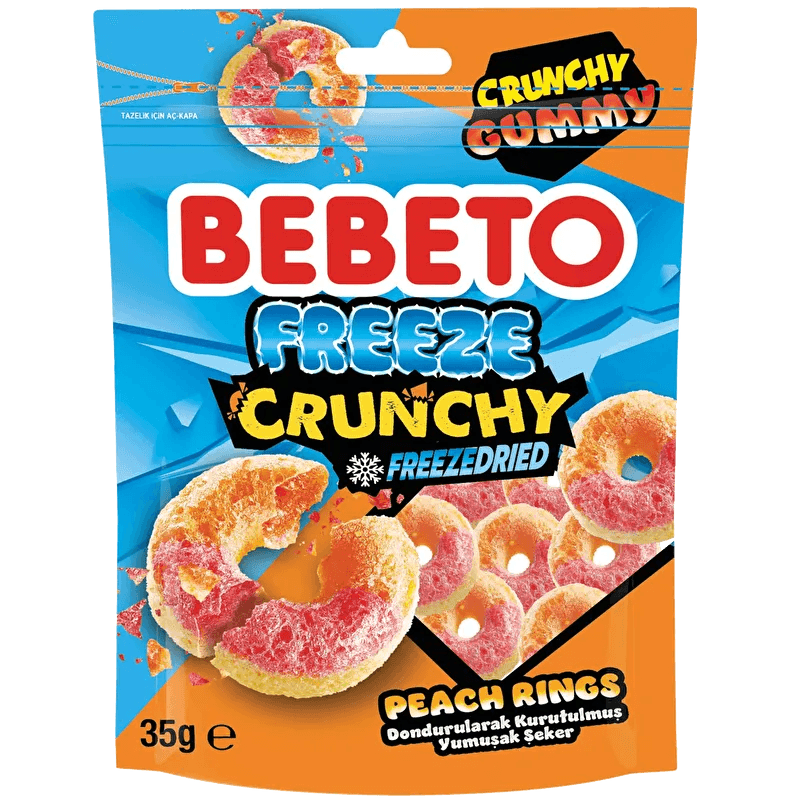 Bebeto Freeze Crunchy Peach Rings 35g