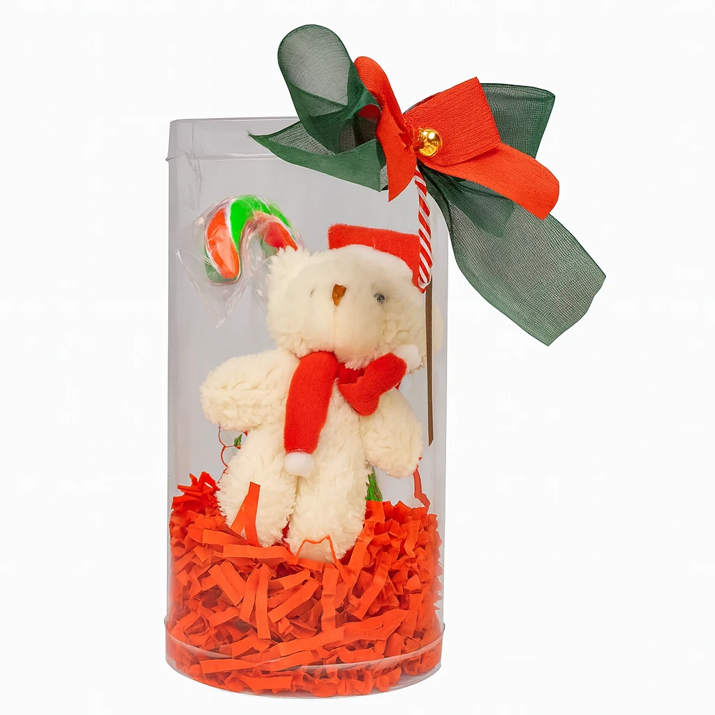 CandyZoo Ayıcık Hediyeli Silindir Hediye Kutusu Şeker Yılbaşı