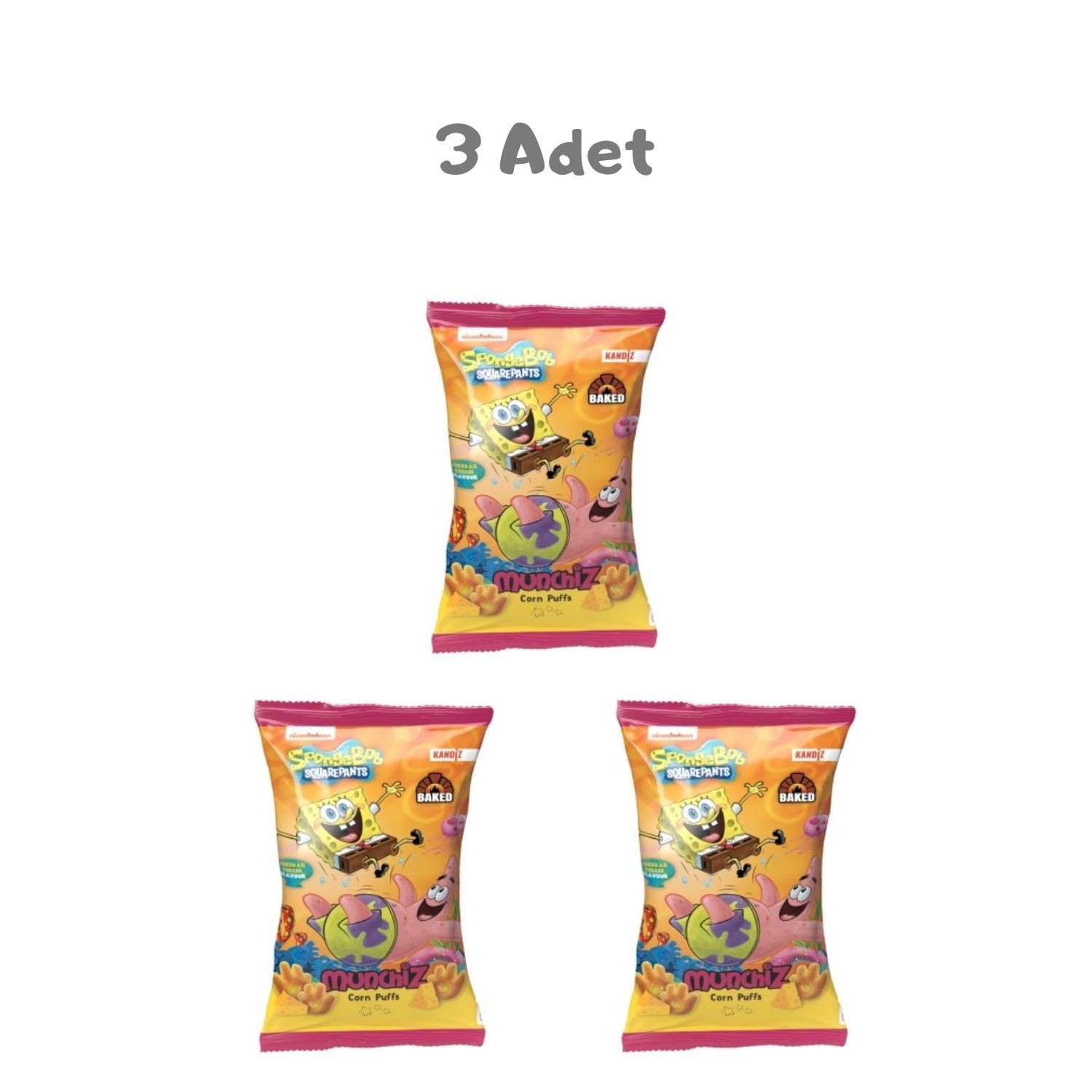 Munchiz Sponge Bob Cheddar Cheese 40g 3 Adet