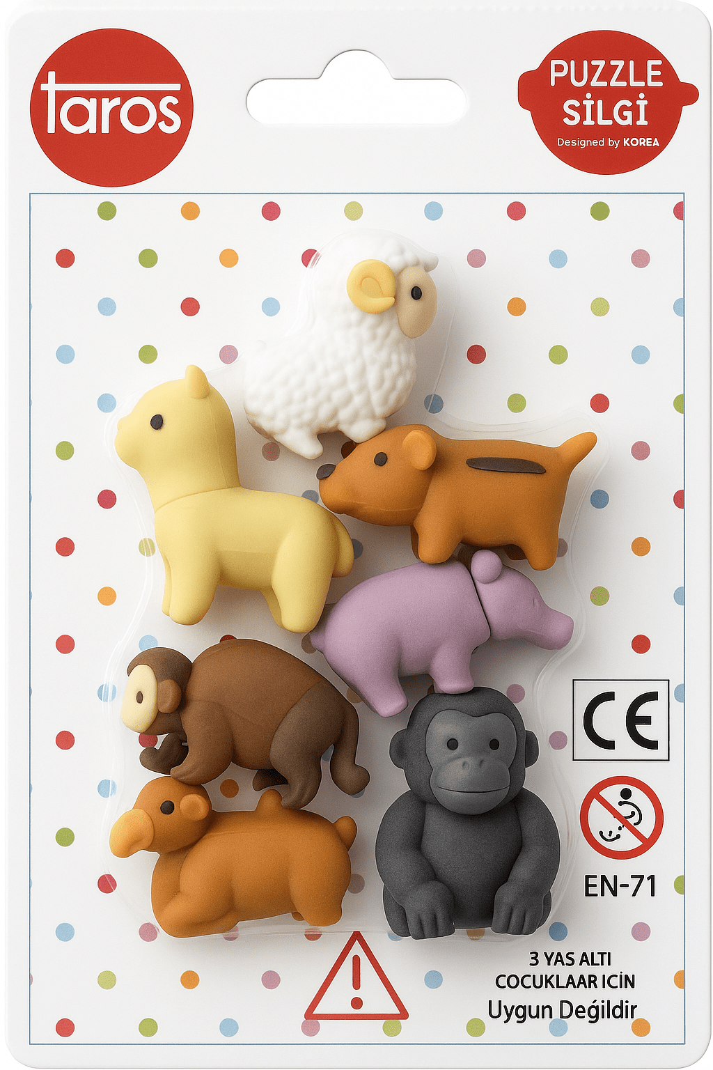 Taros Hayvanlar Puzzle Silgi 