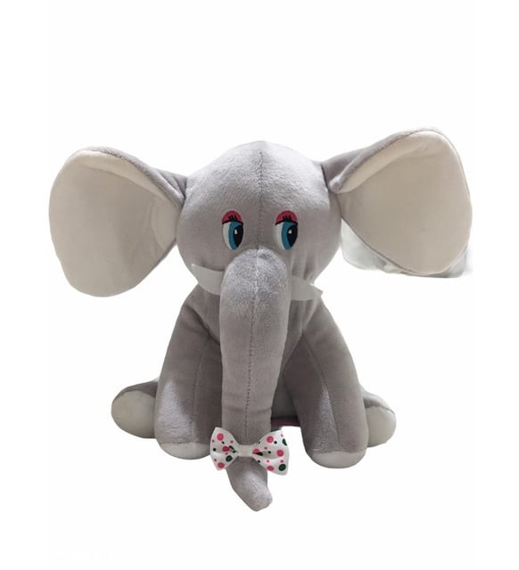 Fil Oturan Peluş Oyuncak Gri 20x17 cm