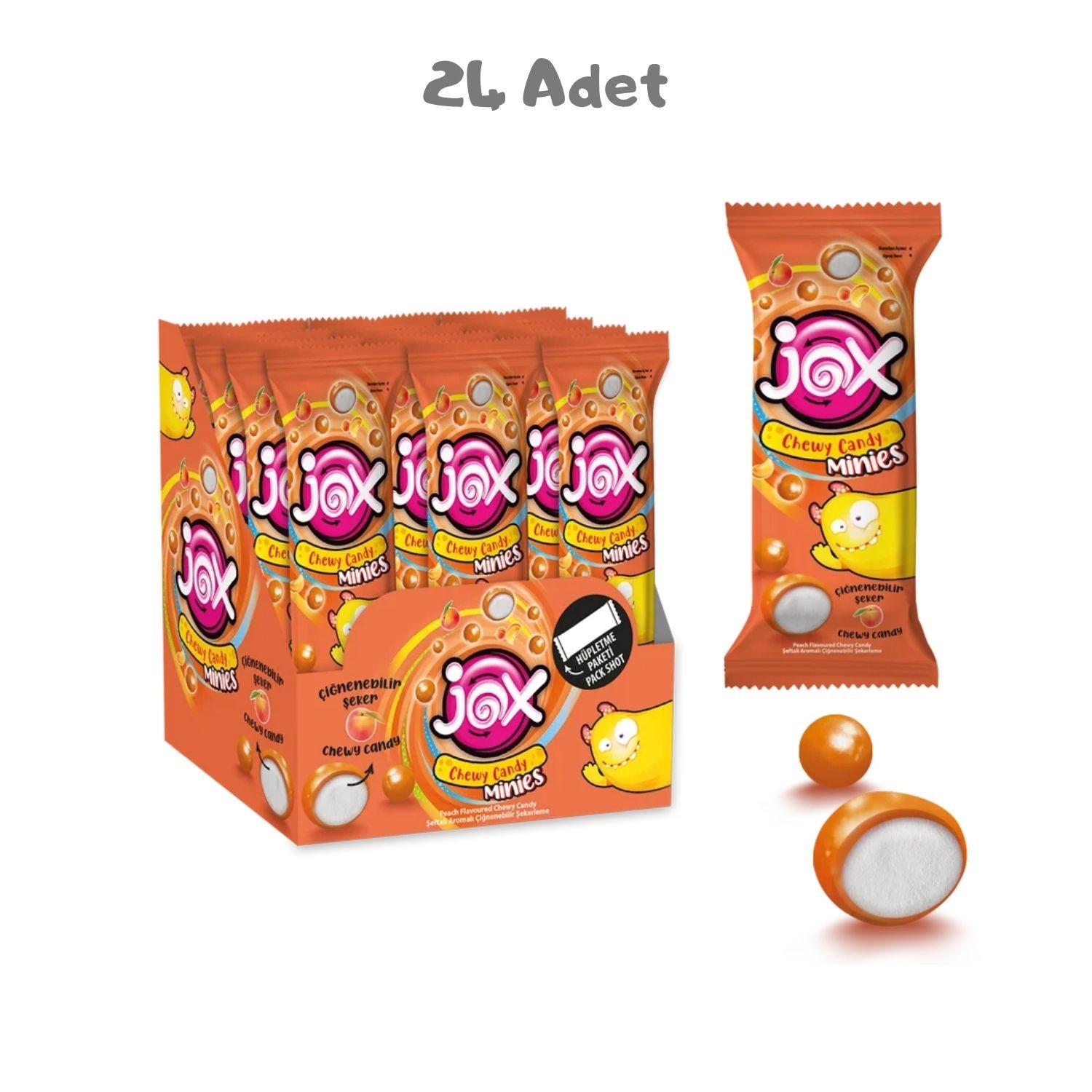 Minies Şeftali Çiğnenebilir Şekerleme 24lü Kutu
