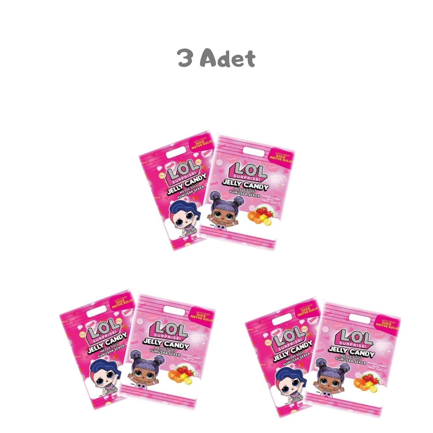LOL Bebek Meyve Sulu Yumuşak Şeker (80 Gr) 3 Adet