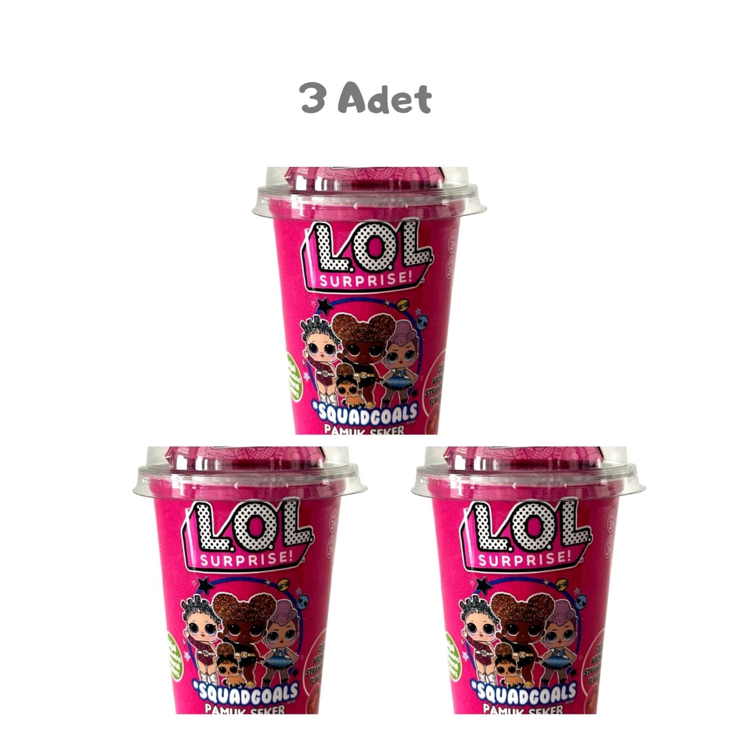 LOL Pamuk Şeker Çilek Aromalı (20 Gr) 3 Adet