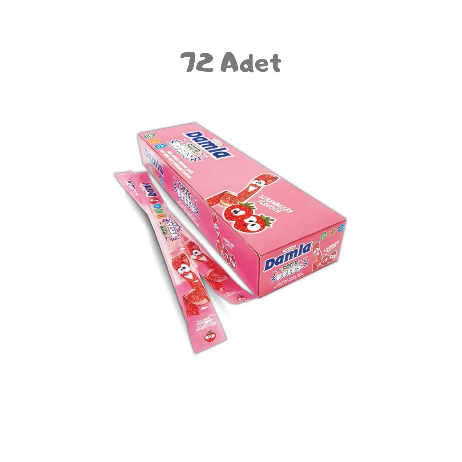 Damla Sour Belts Çilekli 15 gr 72 Adet