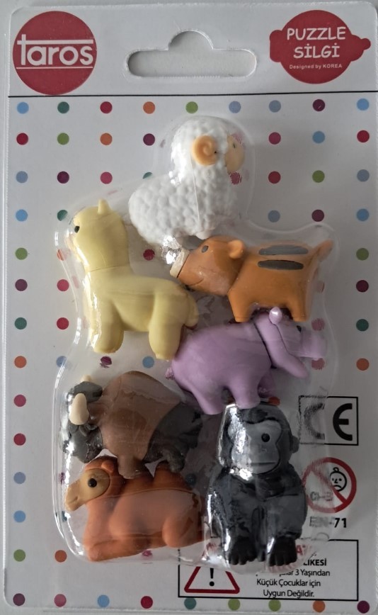 Taros Hayvanlar Puzzle Silgi 1 Adet