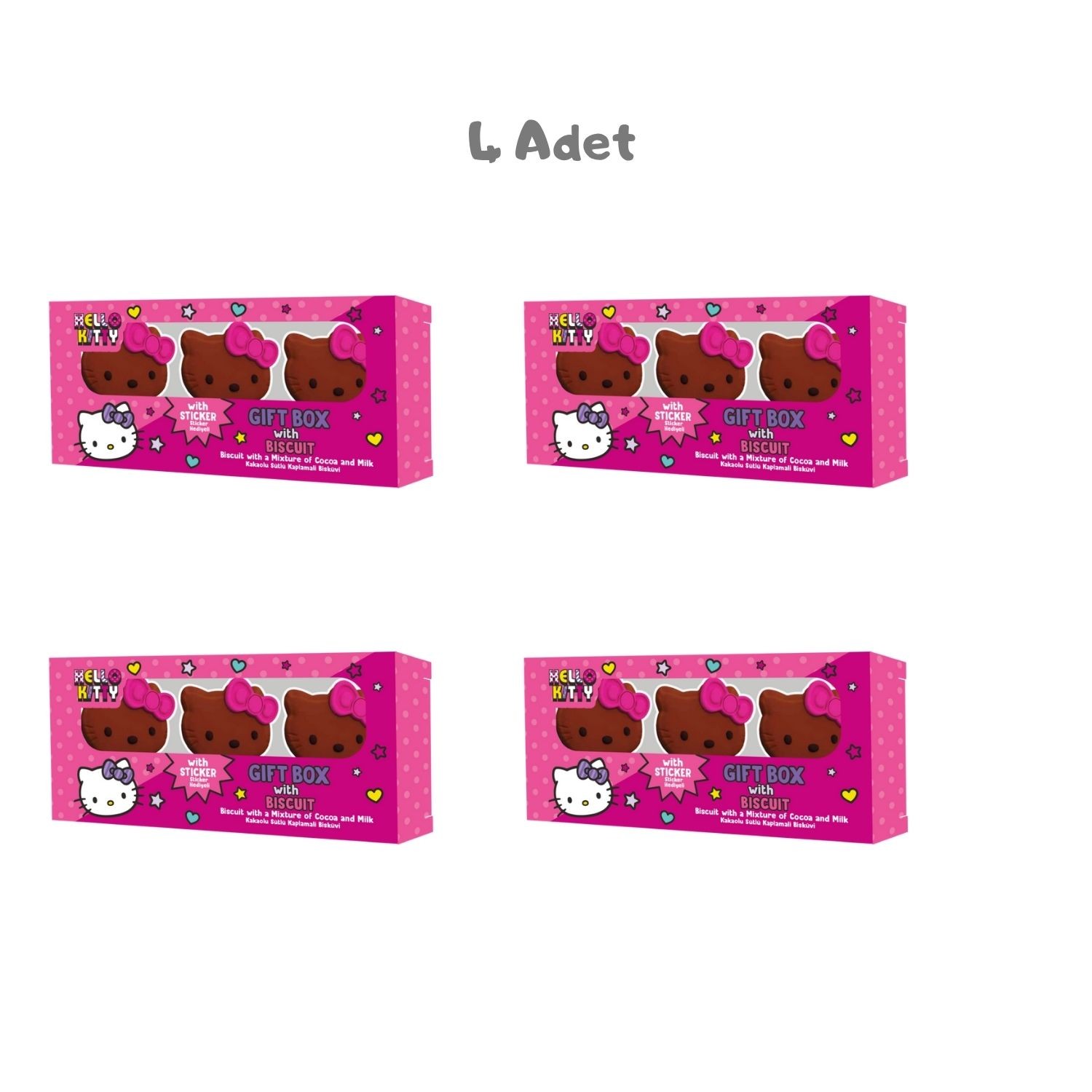 Hello Kitty Hediyeli Büsküvi Çikolata (18 Gr.) 4 Adet