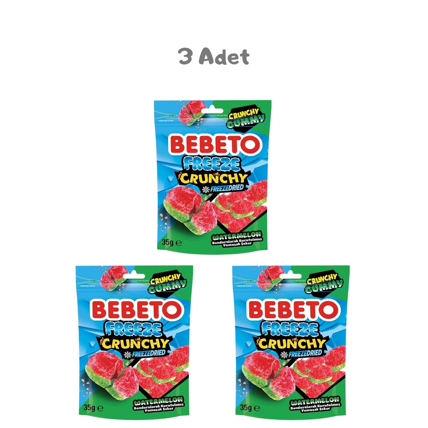 Bebeto Freeze Crunchy Watermelon 35g 3 Adet