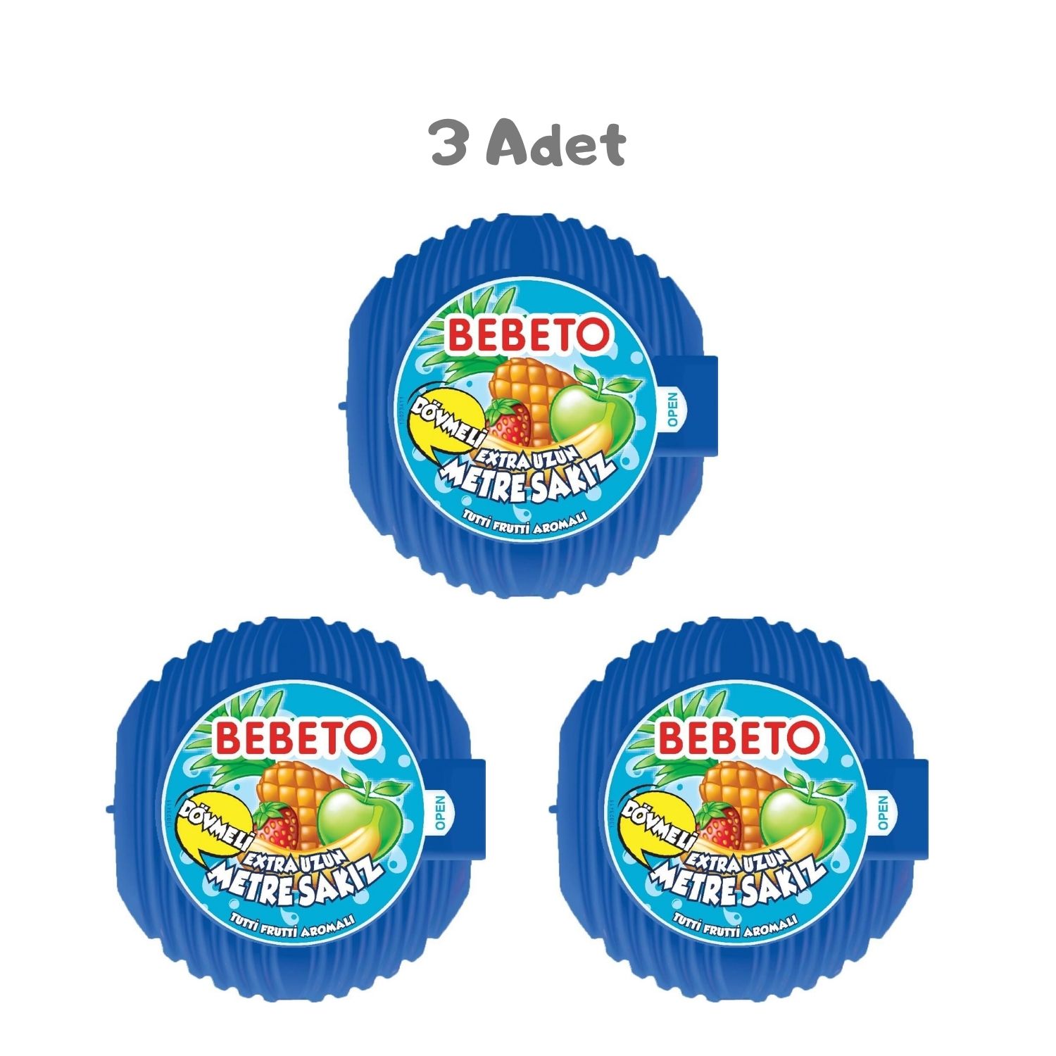 Bebeto Tuttu Frutti Ekstra Uzun Metre Sakız (25 Gr) 3 Adet