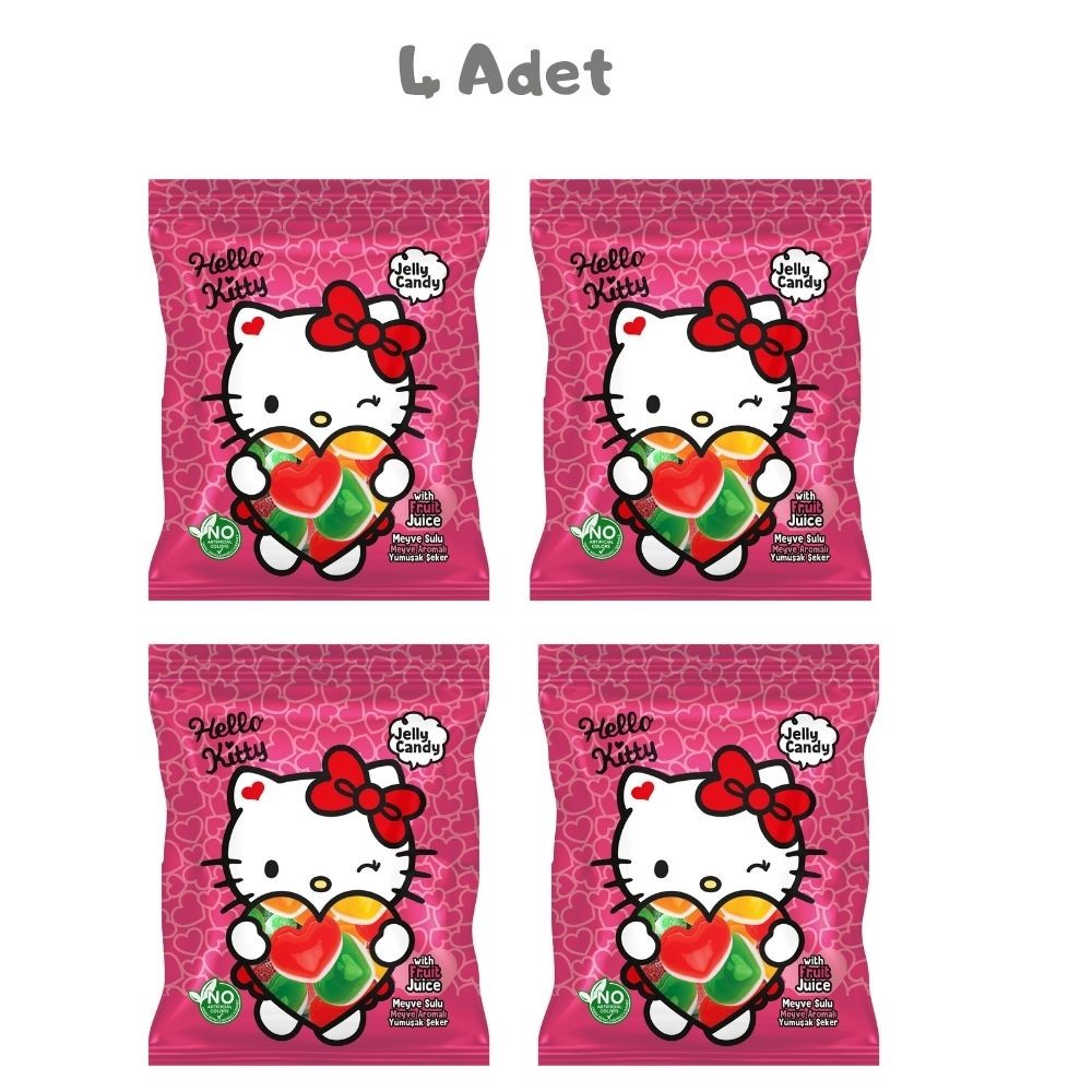 Hello Kitty Kalp Meyve Aromalı Yumuşak Şeker 80 Gr. 4 Adet
