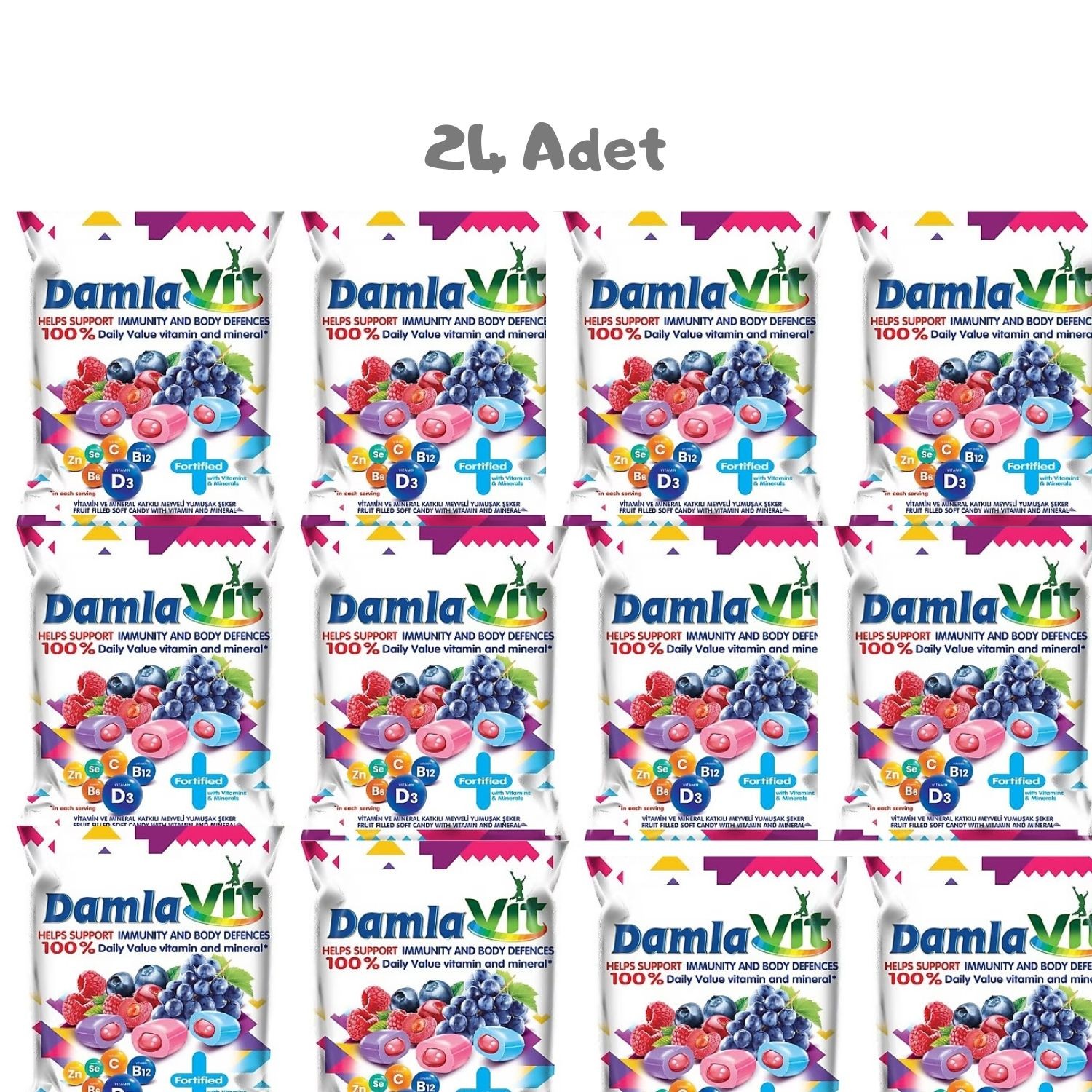 Damla Vit Help Support Karışık Şeker (90 Gr) 24 Adet