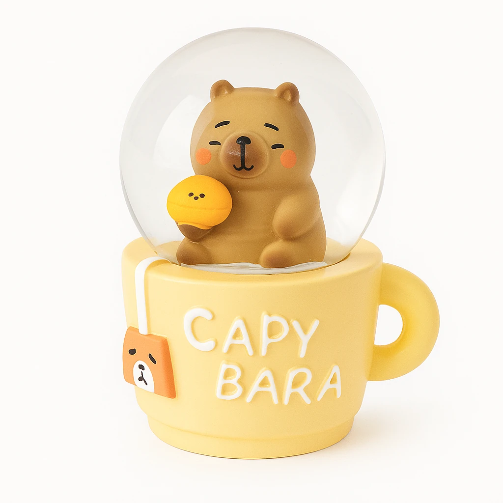 Taros Küçük Boy Capybara Fincan Işıklı Kar Küresi (9371) 1 Adet