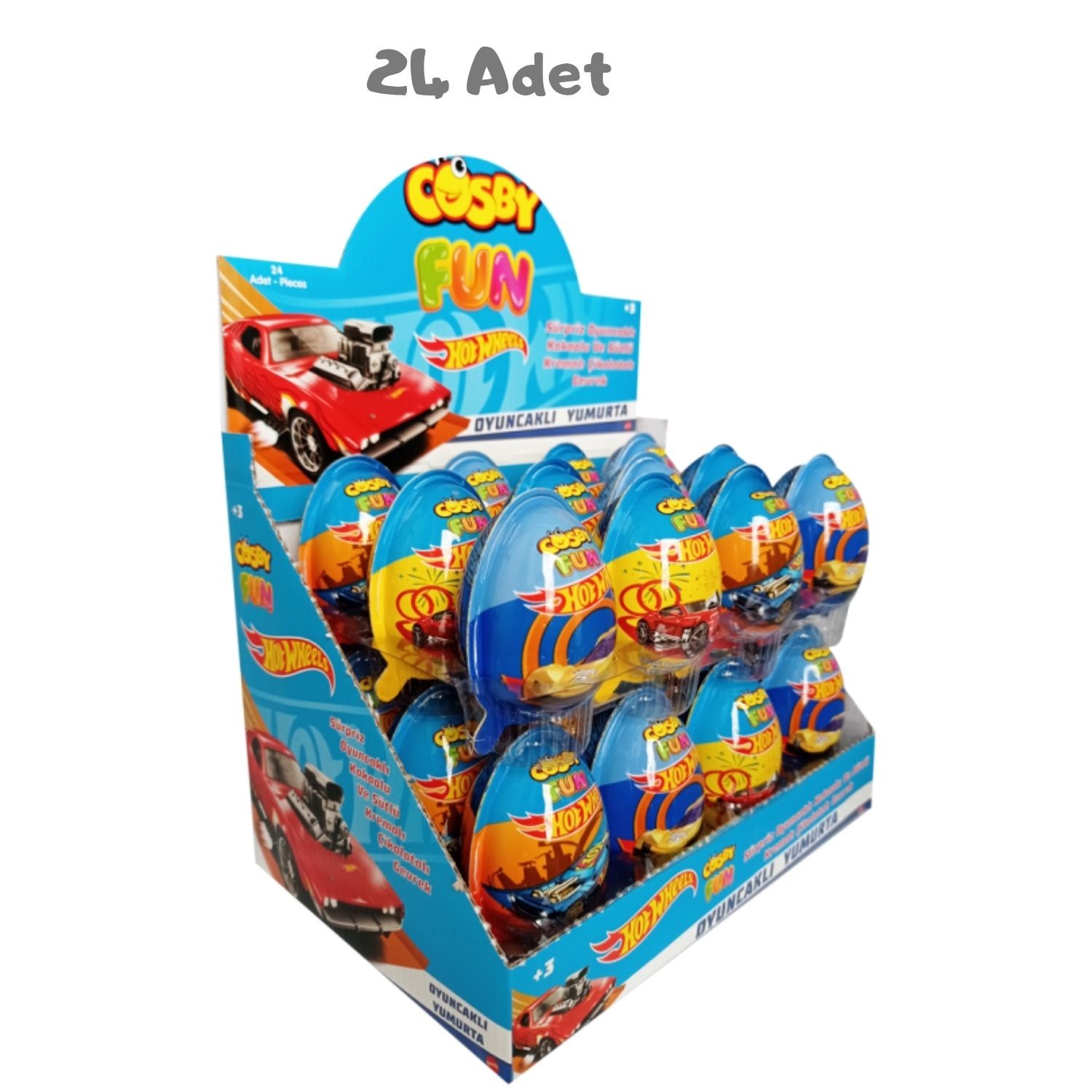 Cosby Fun Hot Wheels Oyuncaklı Sürpriz Yumurta (20 Gr) 24 Adet