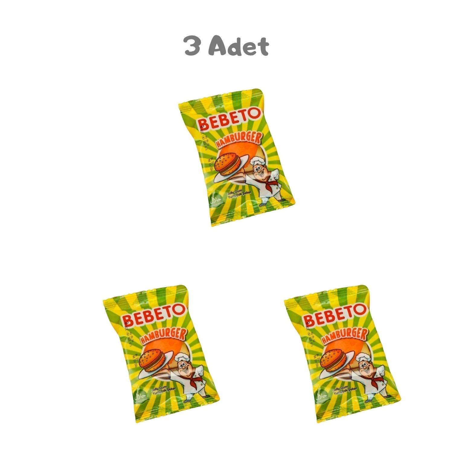 Bebeto Fast Food Hamburger Yumuşak Şeker 3 Adet