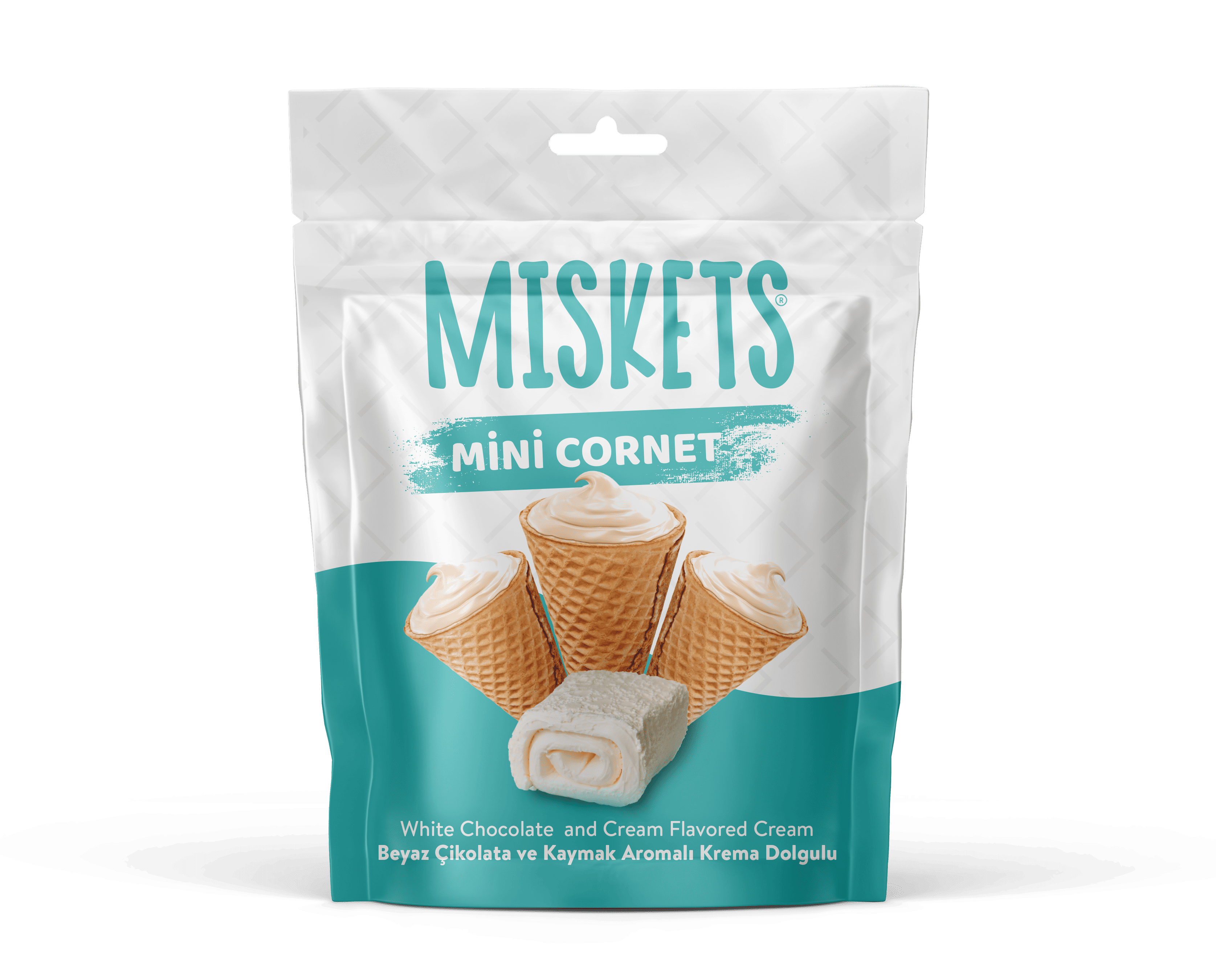 Miskets Beyaz Çikolata ve Kaymak Aromalı Mini Kornet 50g