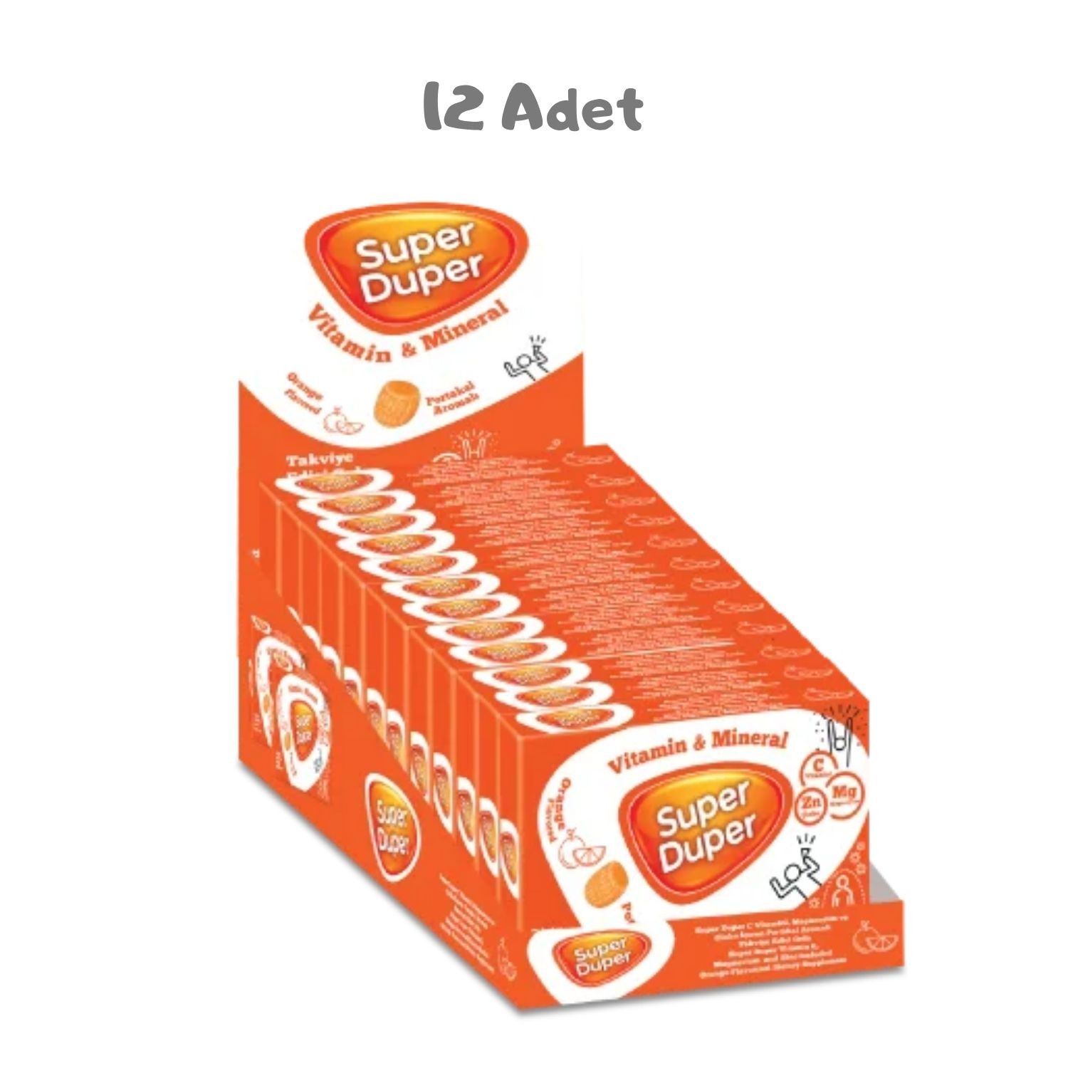 Super Duper Portakal Vitamin Mineral Bonbon 4 Gr X 14 Adet -12 Adet Kutulu